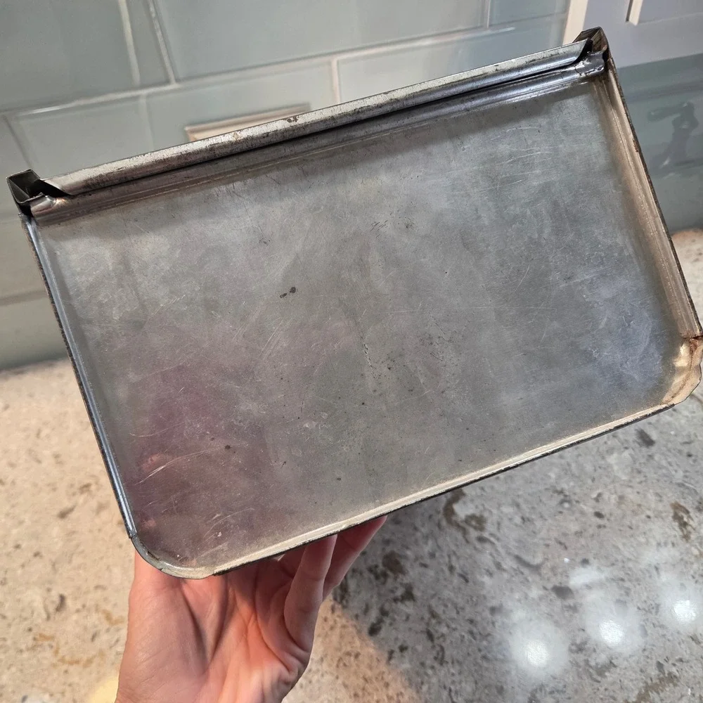 Vintage Galvanized Metal Bread Box Rustic Farmhouse Sliding Lid Kitchen Storage